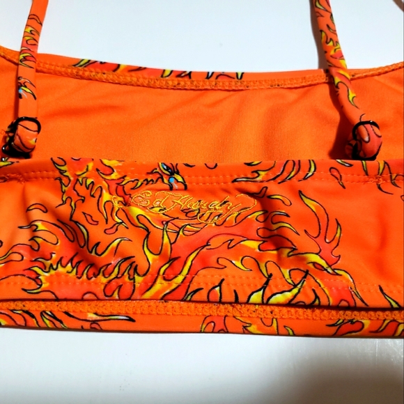 NWT Ed Hardy Orange Firebird 2 Piece Bandeau String Bikini Set Swimsuit - Large - Picture 7 of 13